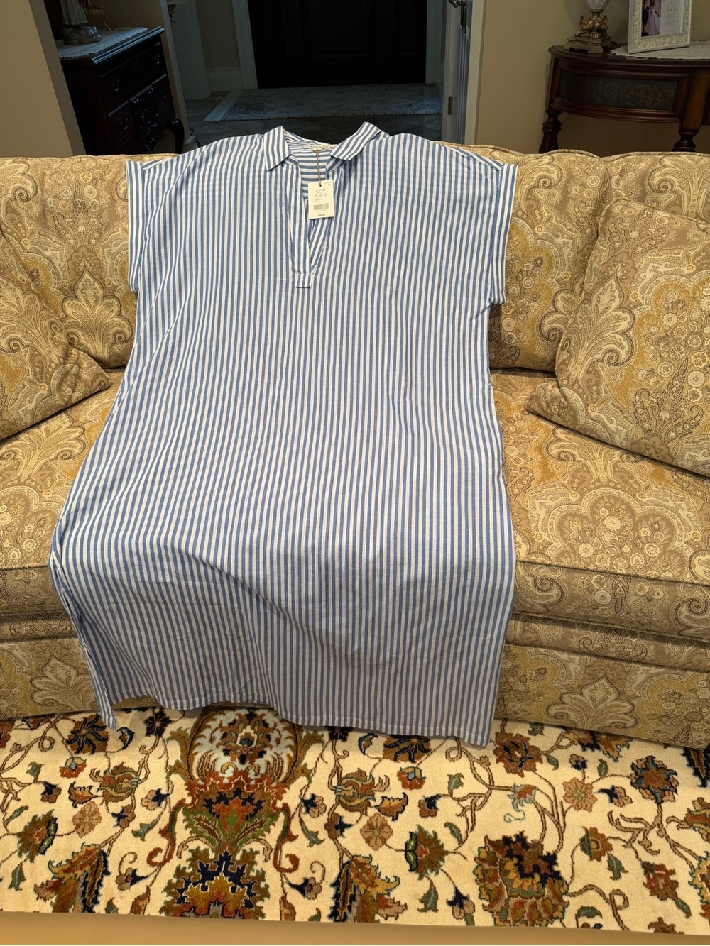Kate Landry Blue and White Striped Kaftan